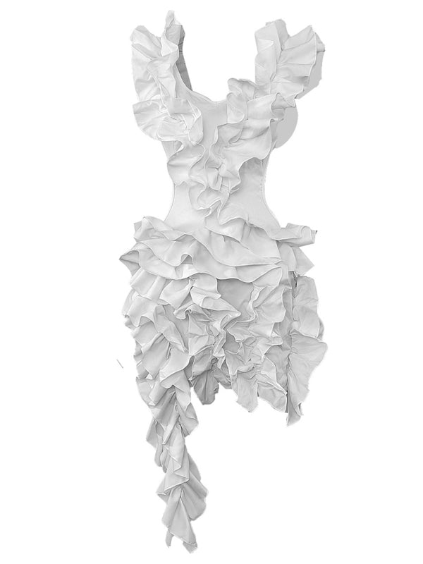 Women's new sleeveless pleated backless mini dress irregular curling sexy dress Shello's Creative Boutique