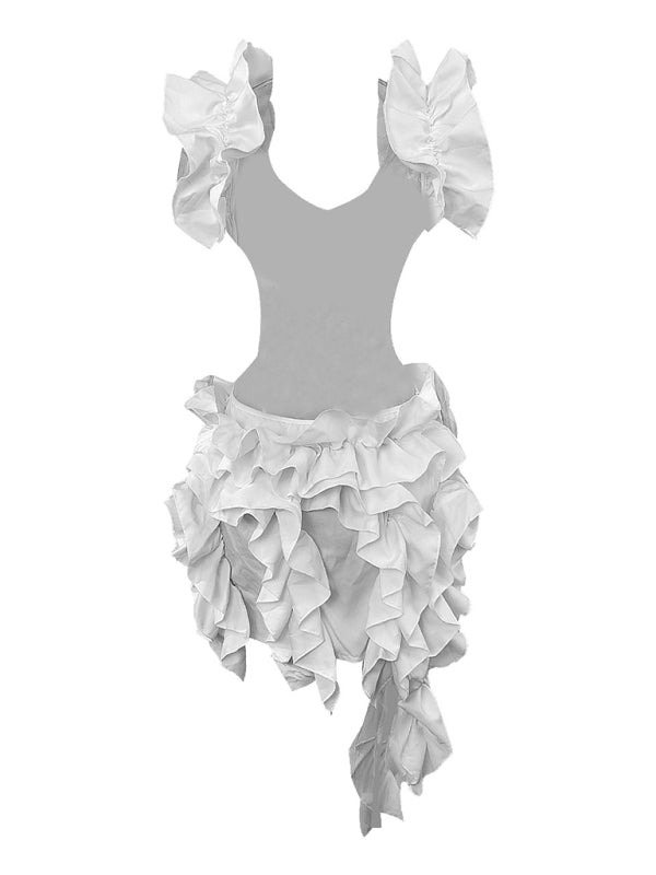 Women's new sleeveless pleated backless mini dress irregular curling sexy dress Shello's Creative Boutique