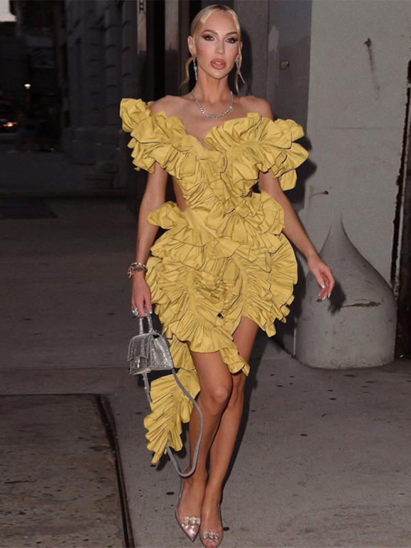 Women's new sleeveless pleated backless mini dress irregular curling sexy dress Shello's Creative Boutique