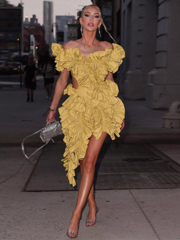 Women's new sleeveless pleated backless mini dress irregular curling sexy dress Shello's Creative Boutique