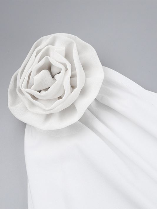 New Sexy One Shoulder Three-Dimensional Flower Gathered Hip Dress Shello's Creative Boutique