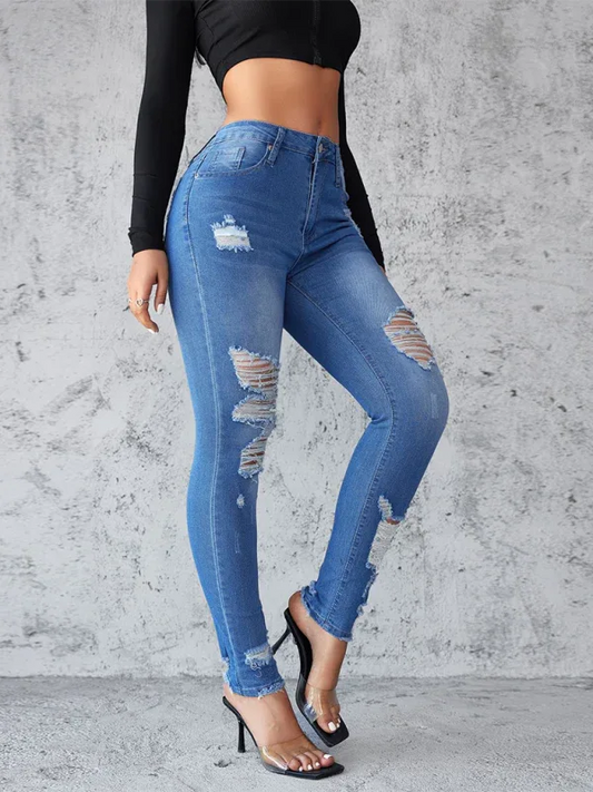New Style Ripped Jeans Slim Fit Hip-Lift Skinny Trousers – Sculpt & Stride - Shello's Creative Boutique