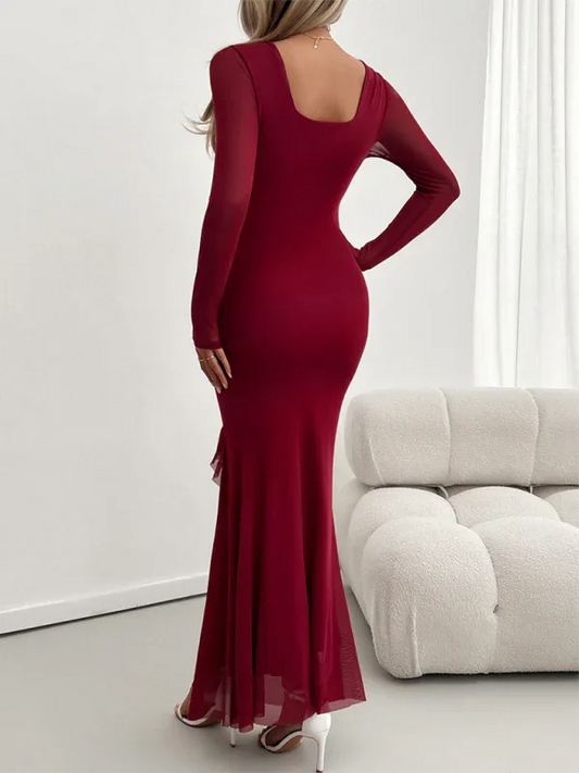 Long-Sleeved Slim V-Neck Dress for Women – Elevate Your Elegance and Confidence - Shello's Creative Boutique