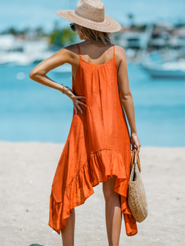 Women's Fashion Casual Solid Color Sling Irregular Dress Shello's Creative Boutique