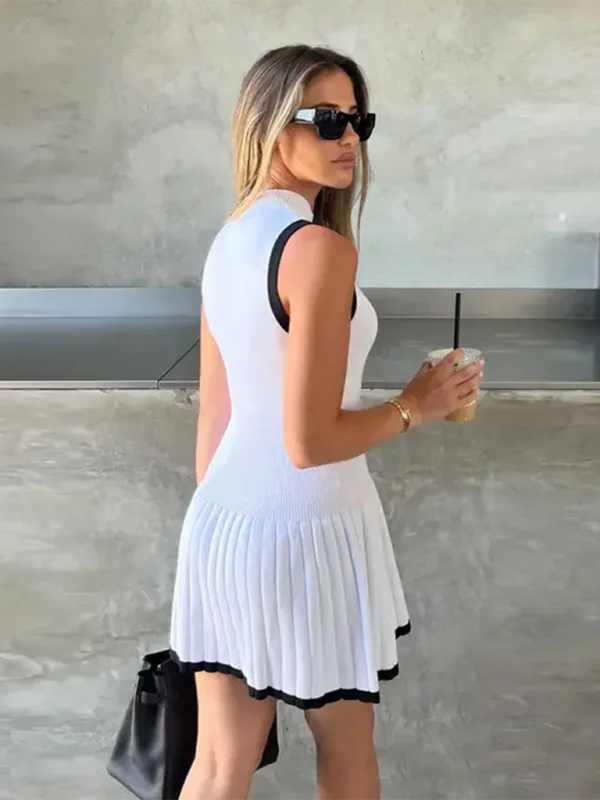 New Women's Knitted Mini Dress Fashion Round Neck Ruffle A-Line Dress Shello's Creative Boutique