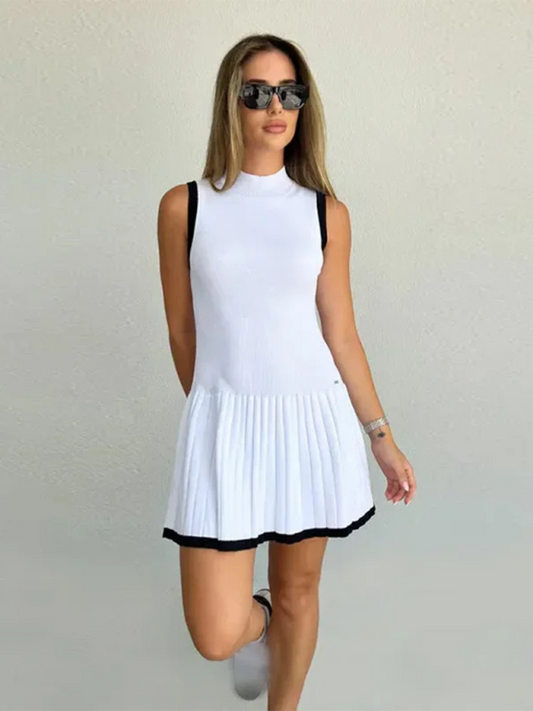 New Women's Knitted Mini Dress Fashion Round Neck Ruffle A-Line Dress Shello's Creative Boutique