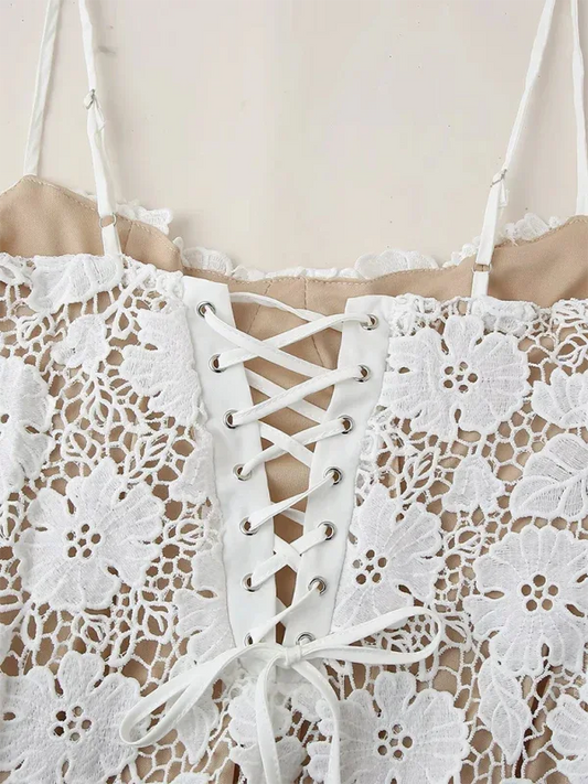 New Women's Lace Mesh Suspender Long Dress | Elegant & Chic Summer Glam - Shello's Creative Boutique
