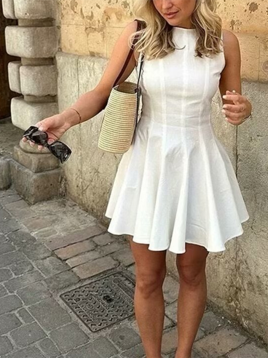 Ladies new sleeveless round neck short dress Shello's Creative Boutique