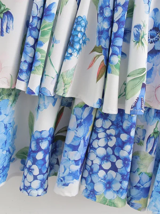 New V-neck Printed Dress with Long Sleeves - Shello's Creative Boutique