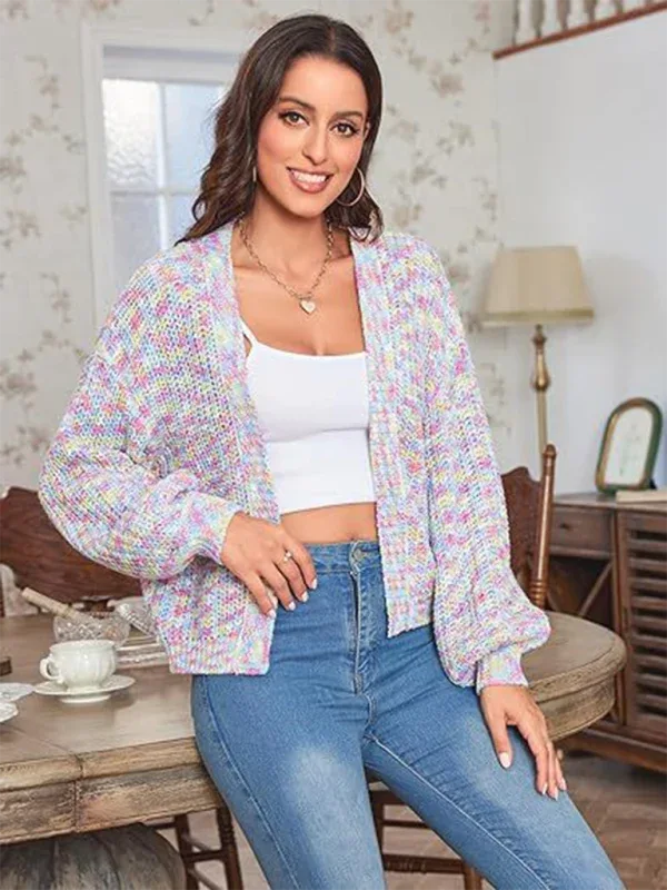 Stylish Knitted Cardigan with Contrast Colours - Shello's Creative Boutique