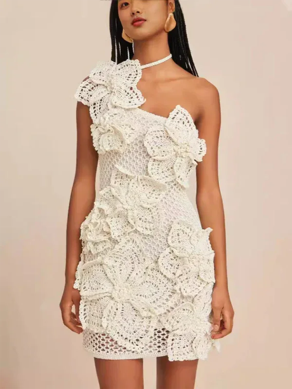 Fashionable Floral Dress – Halterneck 3D Holiday Style with Stunning Floral Design for Every Celebration - Shello's Creative Boutique
