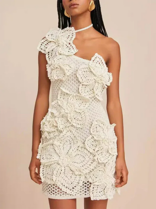 Fashionable Floral Dress – Halterneck 3D Holiday Style with Stunning Floral Design for Every Celebration - Shello's Creative Boutique