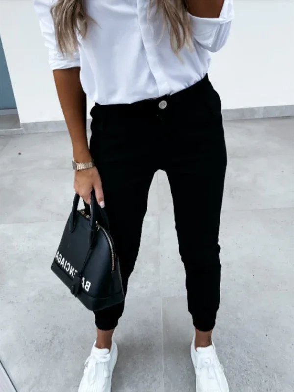 Double Oblique Washed Cotton Slim Fit Casual Nine-Point Pants – Sleek Style Meets Everyday Comfort - Shello's Creative Boutique