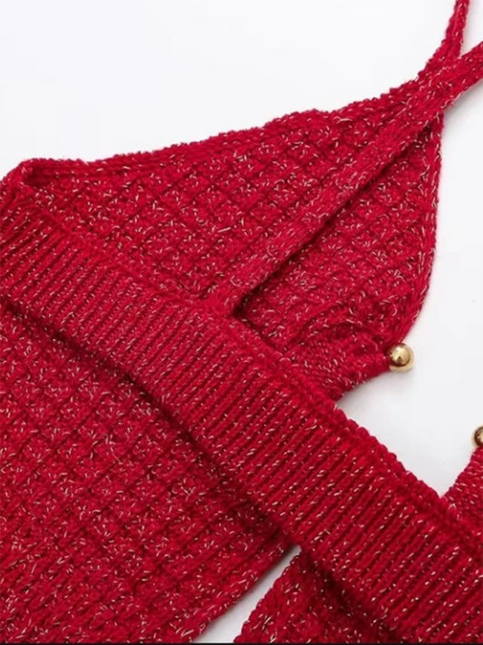 Metallic Embellished Woolen Suspender Dress – Glamour Meets Effortless Sophistication