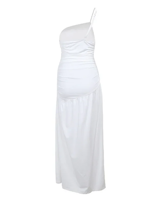 Strapless Off-Shoulder Dress with Gathered Slit - Perfect for Special Occasions - Shello's Creative Boutique