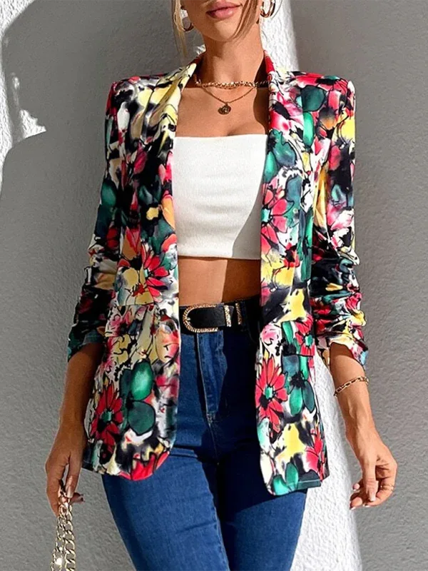 Women's Slim Suit Jacket - Tailored Fit for Effortless Elegance and Long Sleeve Style - Shello's Creative Boutique