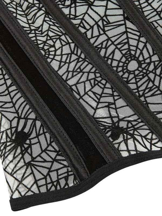 Halloween Belly Band Waistband - Fish Bone Shaping with Spider Flocking Print - Shello's Creative Boutique