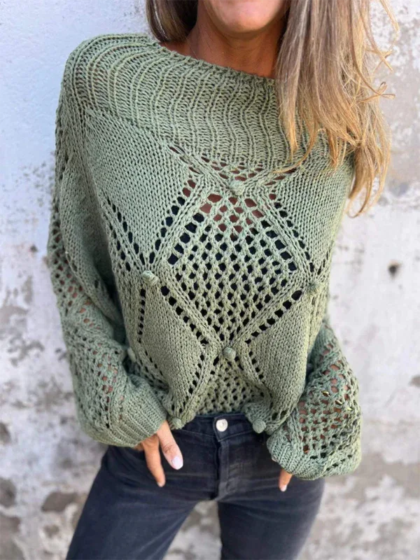 New Casual Skeleton Sweater Round Neck Knit Top for a Stylish Look - Shello's Creative Boutique