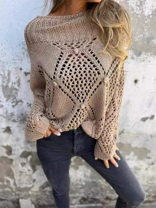 New Casual Skeleton Sweater Round Neck Knit Top for a Stylish Look - Shello's Creative Boutique