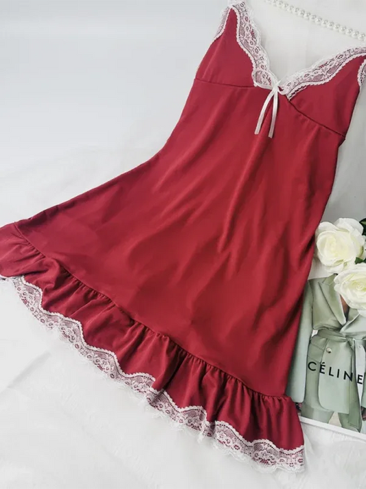 Christmas Halloween Sexy Halter Deep V Lace Nightgowns - Shello's Creative Boutique