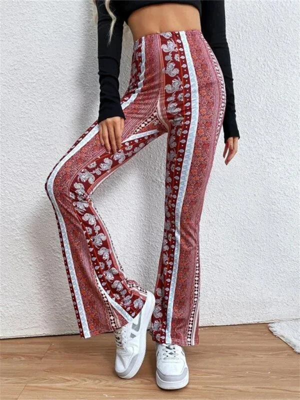 Boho Printed Skinny Pants - Chic Micro Slim Casual Wear for a Free-Spirited Style - Shello's Creative Boutique