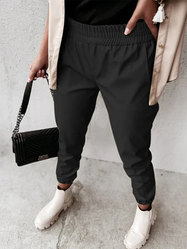 Women's Casual Leather Pants - Chic Mid Waist Fashion for Every Occasion - Shello's Creative Boutique
