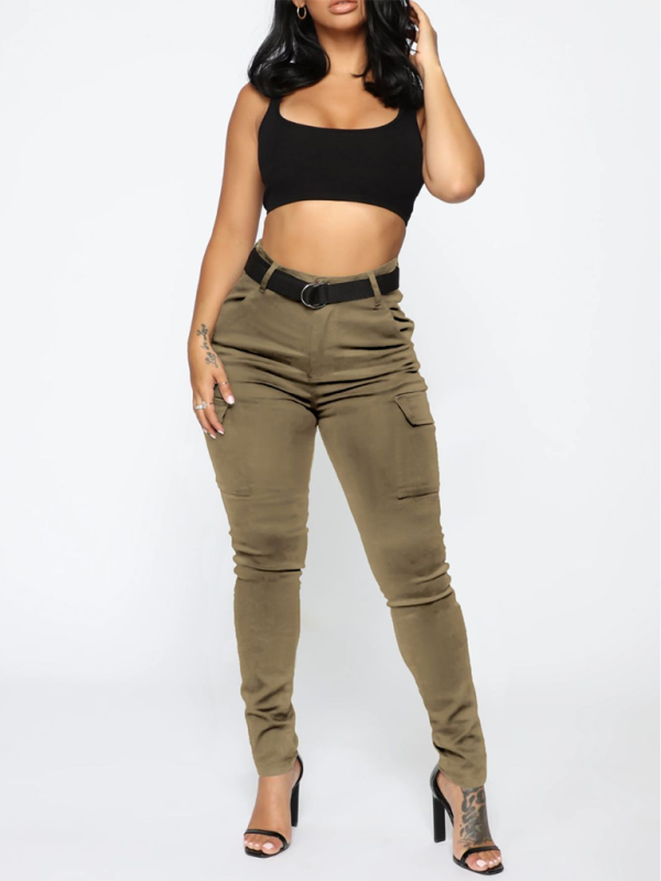 Workwear Stretch Pants with Belt Shello's Creative Boutique