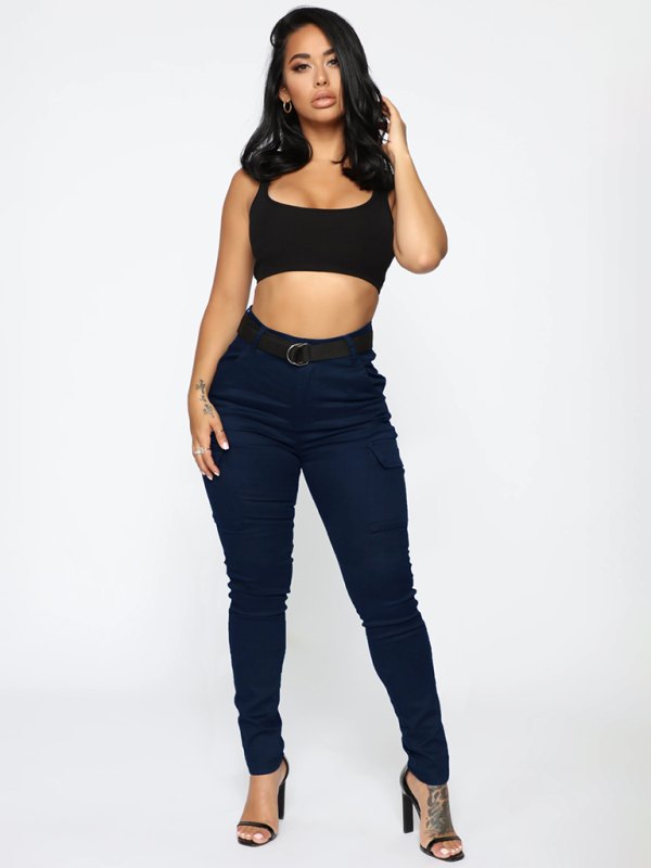 Workwear Stretch Pants with Belt Shello's Creative Boutique