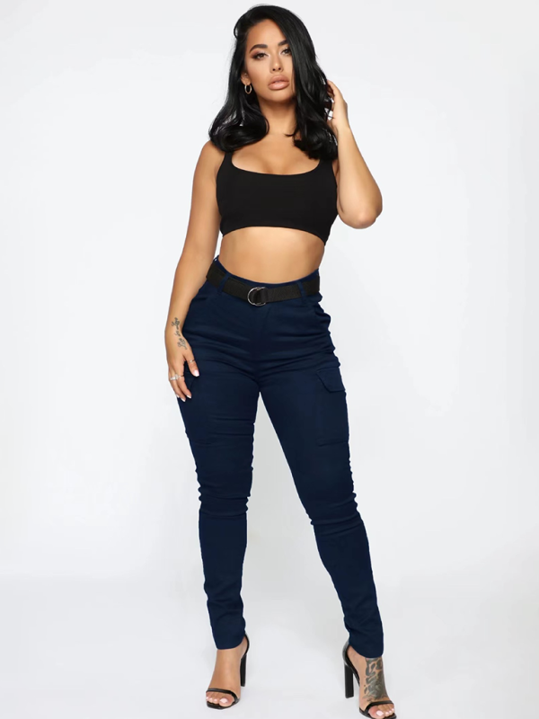 Workwear Stretch Pants with Belt Shello's Creative Boutique