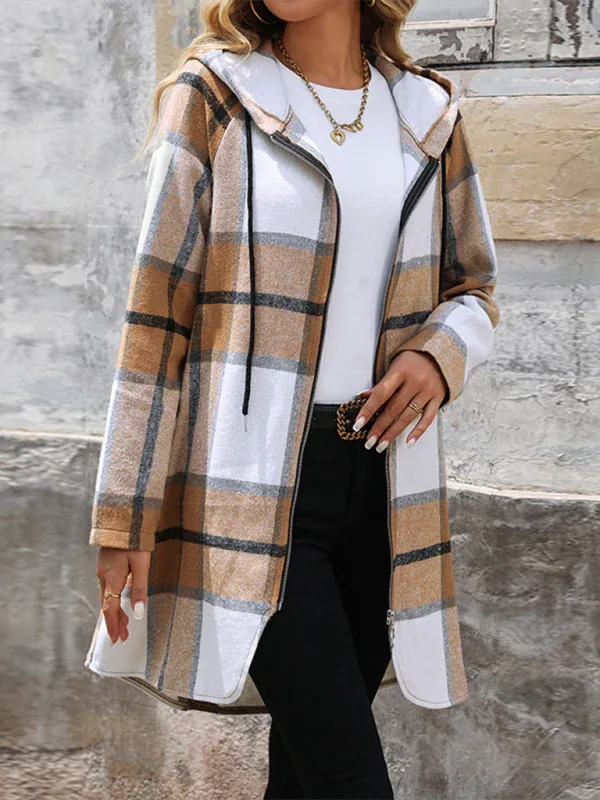 Retro Plaid Long Jacket – Effortless Charm and Comfort for Every Occasion - Shello's Creative Boutique