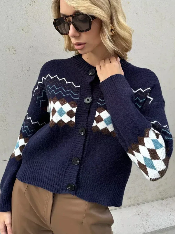 Casual Diamond Knit Cardigan - Elevate Your Everyday Style with Cozy Sophistication - Shello's Creative Boutique