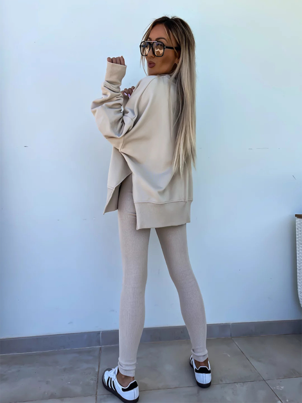 New style casual tight pants loose sweater suit two piece set Shello's Creative Boutique