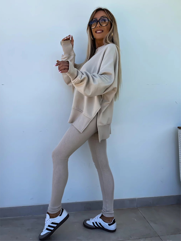 New style casual tight pants loose sweater suit two piece set Shello's Creative Boutique
