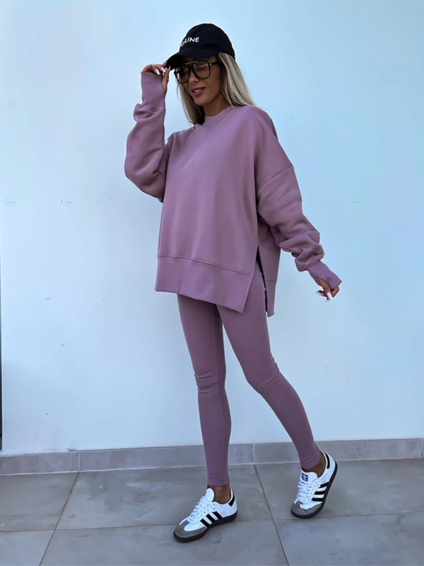 New style casual tight pants loose sweater suit two piece set Shello's Creative Boutique