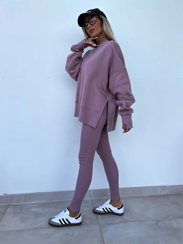 New style casual tight pants loose sweater suit two piece set Shello's Creative Boutique