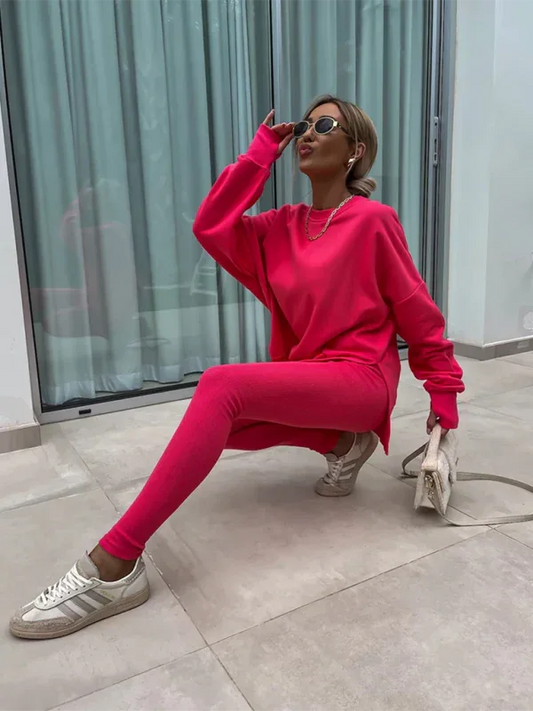 New Style Casual Sweater Two Piece Set: Tight Pants and Loose Sweater Outfit - Shello's Creative Boutique