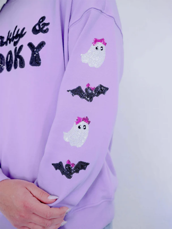 Halloween Skeleton Man Sequin Top Long Sleeve Pullover Sweatshirt Shello's Creative Boutique