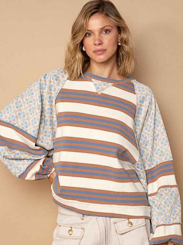 Women's Casual Colorblocking Printed Sweatshirt – Bold Style with Everyday Comfort