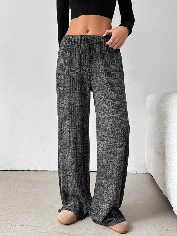 Casual Striped Rubber Band Drawstring Straight Leg Pants – Effortless Comfort