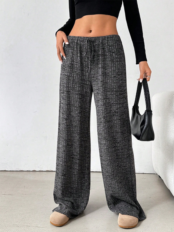 Casual Striped Rubber Band Drawstring Straight Leg Pants – Effortless Comfort