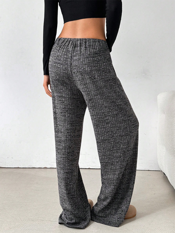 Casual Striped Rubber Band Drawstring Straight Leg Pants – Effortless Comfort