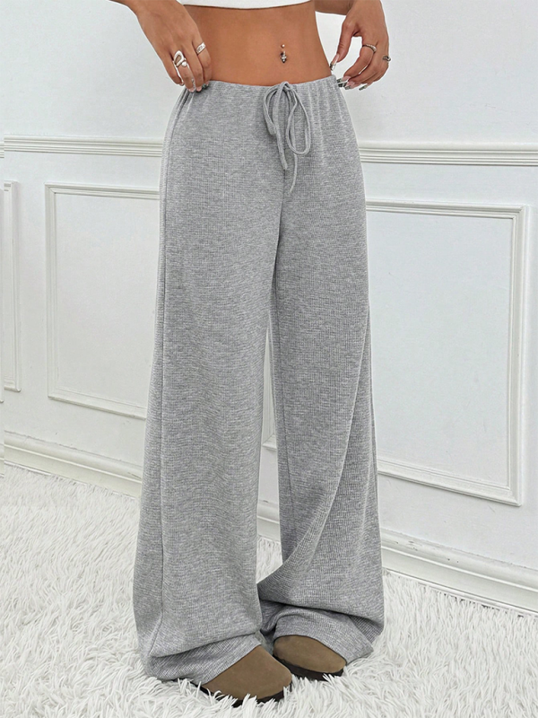 Casual Striped Rubber Band Drawstring Straight Leg Pants – Effortless Comfort