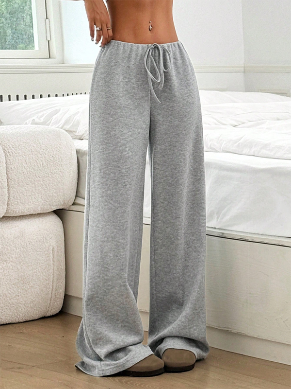 Casual Striped Rubber Band Drawstring Straight Leg Pants – Effortless Comfort