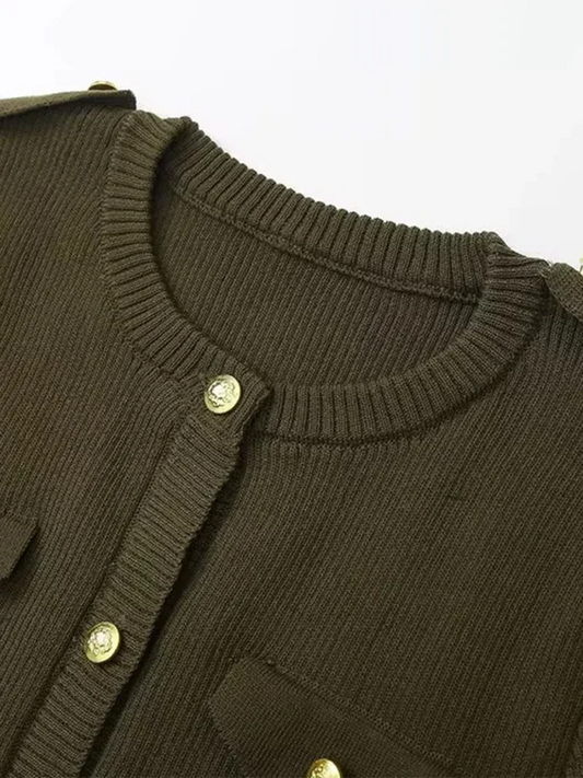 Dark Green Knit Short Sleeve Dress - Shello's Creative Boutique