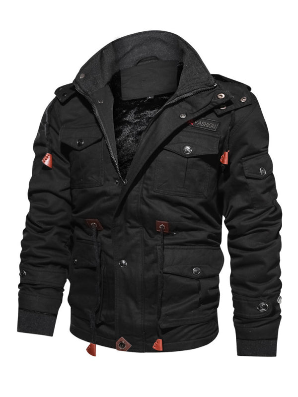 Men's Mid-Length Loose Stand Collar Hooded Cotton Top Youth Men's Jacket Shello's Creative Boutique