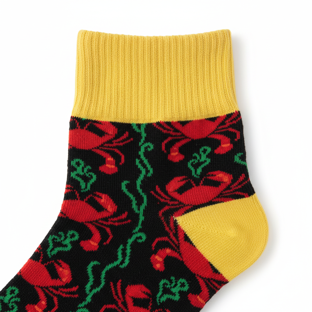 Lobster Socks Yellow Cuff Detail