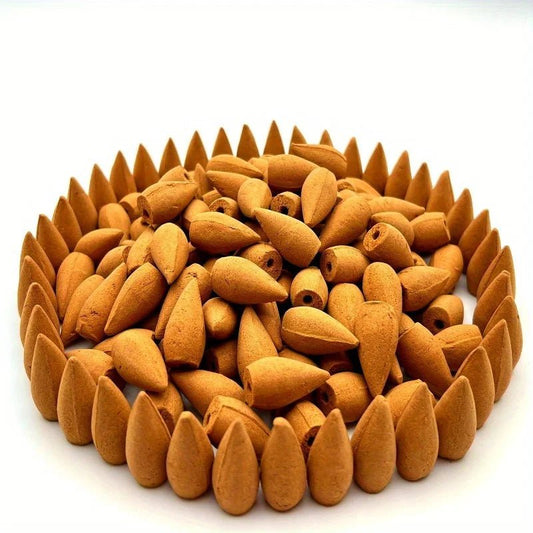 Natural Sandalwood Backflow Incense Cones - 100g Waterfall Burner Compatible - Shello's Creative Boutique