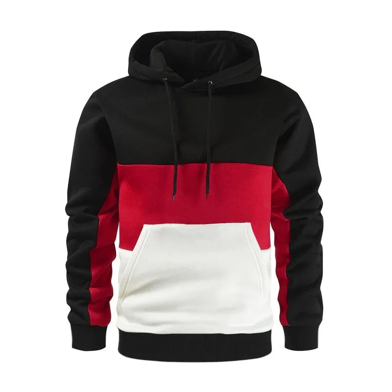 Men's Colour Block Contrast Long Sleeve Hooded Sweatshirt - Shello's Creative Boutique
