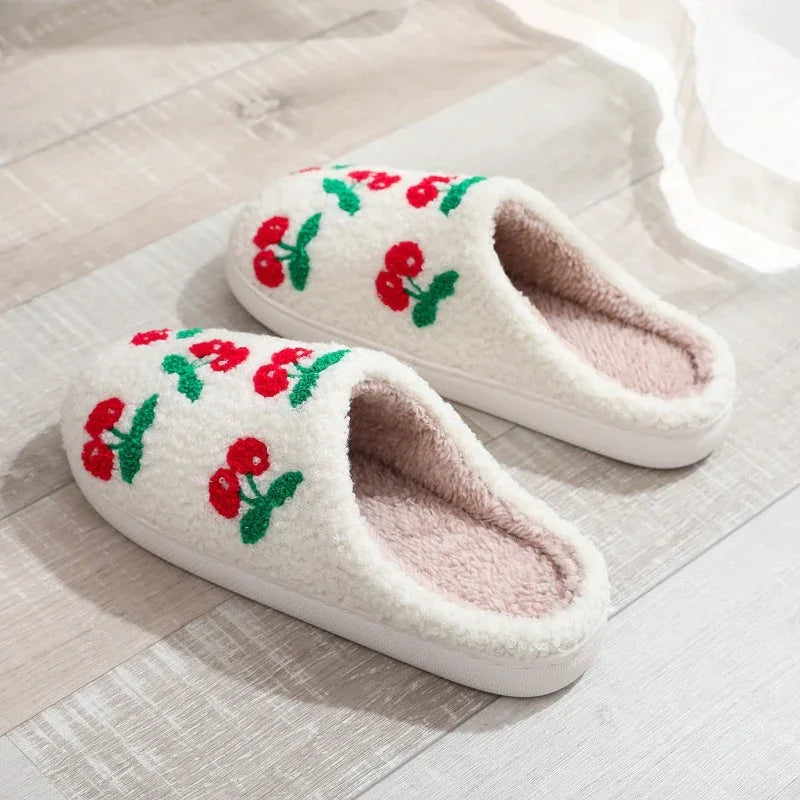 New Cute Cherry Cotton Slippers for Women - Shello's Creative Boutique