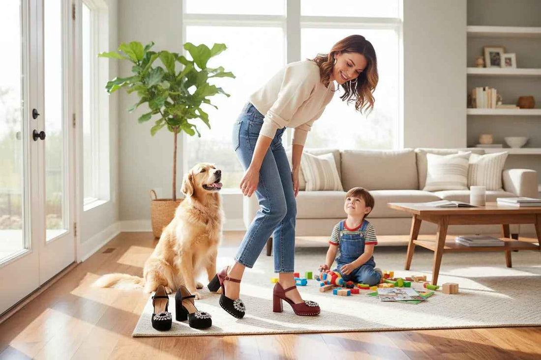 Styling Platform Mid Heel Mom Shoes for a Harmonious Family Experience with Children and Pets in Mind - Shello's Creative Boutique